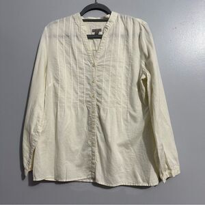 J Jill linen and cotton, beige long sleeve top size M